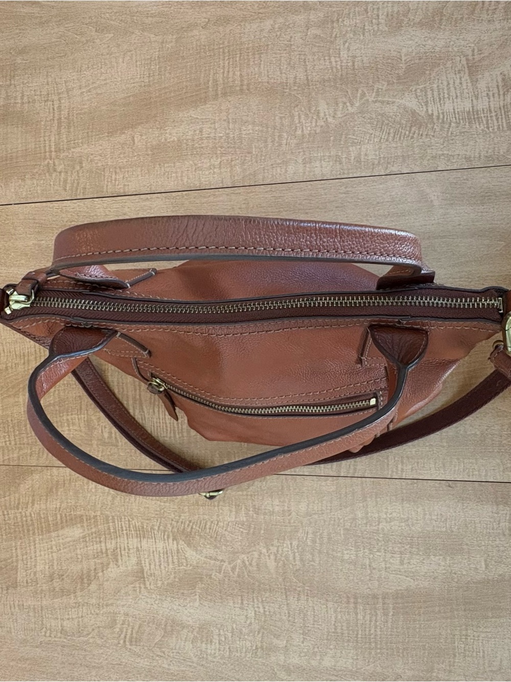 Fossil Brown Leather Crossbody Tote - Classic Women's Bag - Picture 5 of 11